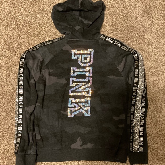 PINK Victoria's Secret Tops - Pink Victoria’s Secret camo bling hoodie 🔥🔥🔥